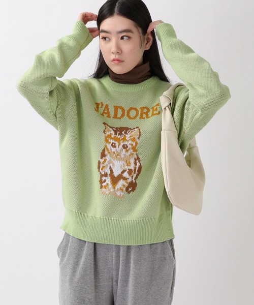 ROCKET x LUNCH(ロケットアンドランチ)の「ROCKET×LUNCH/R CAT JADORE プルオーバー 2237859(ニット/セーター・レディース・ブラック/ライトグリーン・SMALL)」の11枚目の写真