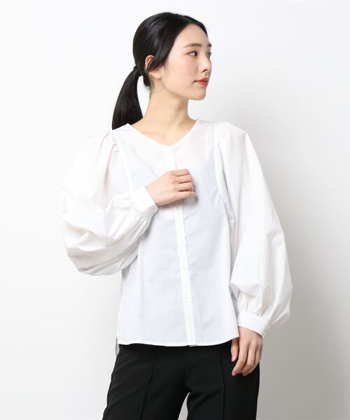 PICCIN（ピッチン）の「襟付きブラウス（シャツ/ブラウス・レディース・ブラック/オフホワイト・M/L）」の5枚目の写真