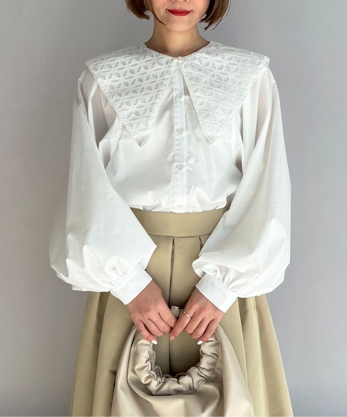 PICCIN（ピッチン）の「襟付きブラウス（シャツ/ブラウス・レディース・ブラック/オフホワイト・M/L）」の6枚目の写真