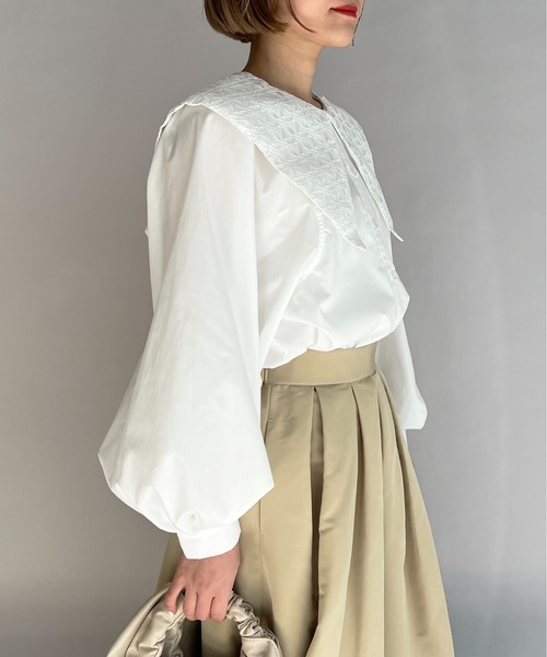 PICCIN（ピッチン）の「襟付きブラウス（シャツ/ブラウス・レディース・ブラック/オフホワイト・M/L）」の7枚目の写真