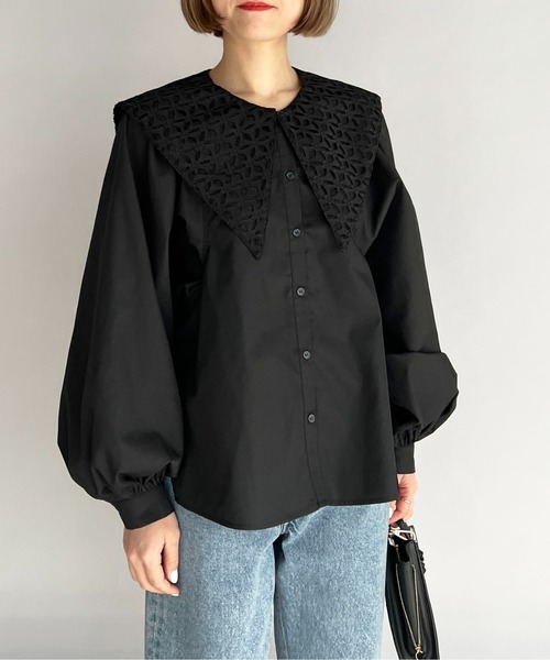 PICCIN（ピッチン）の「襟付きブラウス（シャツ/ブラウス・レディース・ブラック/オフホワイト・M/L）」の17枚目の写真