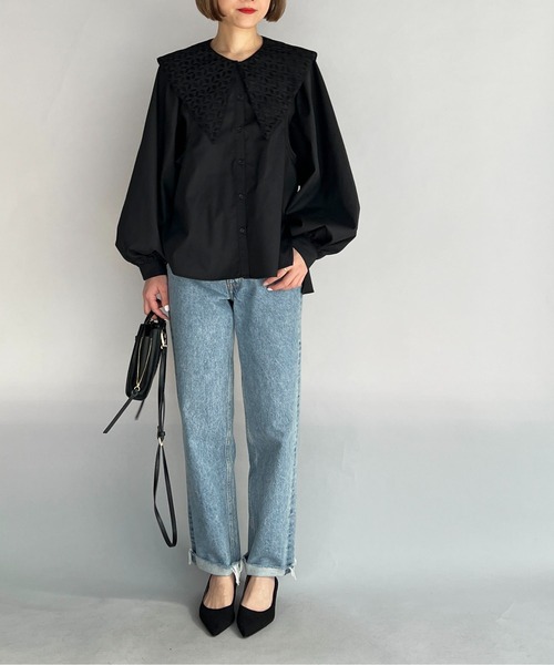 PICCIN（ピッチン）の「襟付きブラウス（シャツ/ブラウス・レディース・ブラック/オフホワイト・M/L）」の21枚目の写真