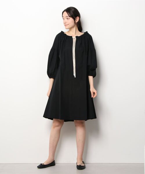 ottod'Ame（オットダム）の「ottod'Ame/オットダム/タイプライター ドローストリングネック ワンピース（ワンピース・レディース・カーキ/ブラック/ベージュ・40）」の2枚目の写真