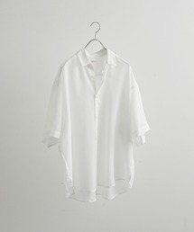 JUNRED | パールシアーハーフスリーブルーズシャツ(シャツ/ブラウス)