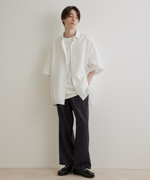 JUNRED（ジュンレッド）の「パールシアーハーフスリーブルーズシャツ（シャツ/ブラウス・メンズ・ホワイト/チャコールグレー/サックスブルー/ライトグリーン・M/S/L）」の9枚目の写真