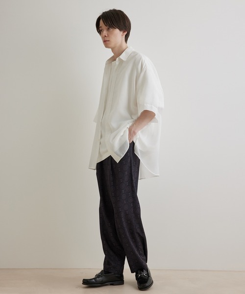 JUNRED（ジュンレッド）の「パールシアーハーフスリーブルーズシャツ（シャツ/ブラウス・メンズ・ホワイト/チャコールグレー/サックスブルー/ライトグリーン・M/S/L）」の10枚目の写真