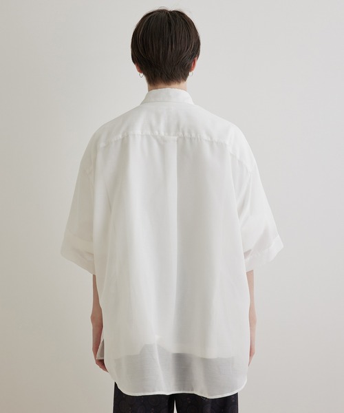 JUNRED（ジュンレッド）の「パールシアーハーフスリーブルーズシャツ（シャツ/ブラウス・メンズ・ホワイト/チャコールグレー/サックスブルー/ライトグリーン・M/S/L）」の14枚目の写真