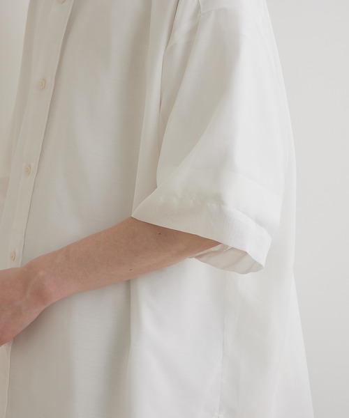 JUNRED（ジュンレッド）の「パールシアーハーフスリーブルーズシャツ（シャツ/ブラウス・メンズ・ホワイト/チャコールグレー/サックスブルー/ライトグリーン・M/S/L）」の16枚目の写真