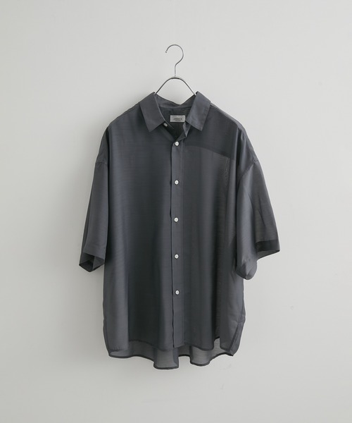 JUNRED（ジュンレッド）の「パールシアーハーフスリーブルーズシャツ（シャツ/ブラウス・メンズ・ホワイト/チャコールグレー/サックスブルー/ライトグリーン・M/S/L）」の22枚目の写真