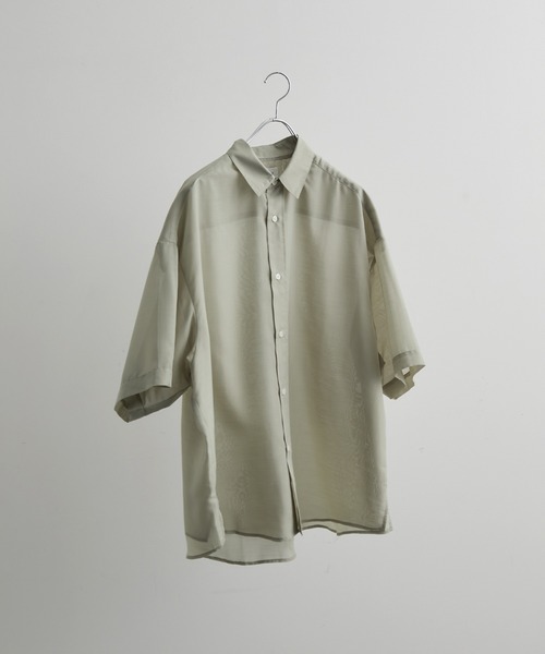 JUNRED（ジュンレッド）の「パールシアーハーフスリーブルーズシャツ（シャツ/ブラウス・メンズ・ホワイト/チャコールグレー/サックスブルー/ライトグリーン・M/S/L）」の20枚目の写真