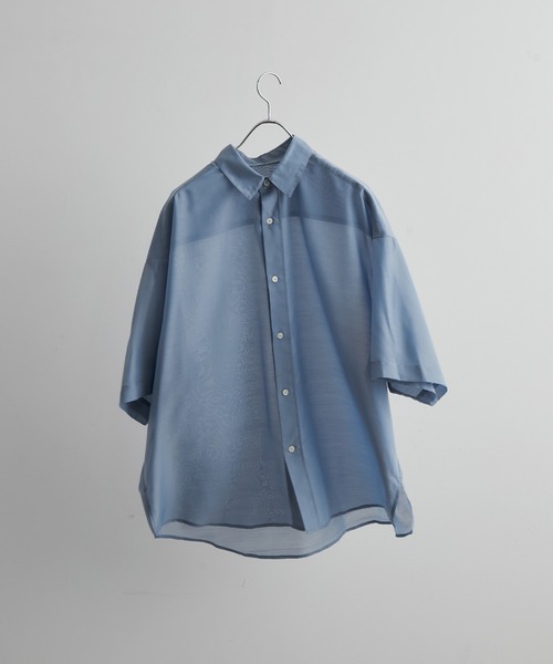 JUNRED（ジュンレッド）の「パールシアーハーフスリーブルーズシャツ（シャツ/ブラウス・メンズ・ホワイト/チャコールグレー/サックスブルー/ライトグリーン・M/S/L）」の21枚目の写真