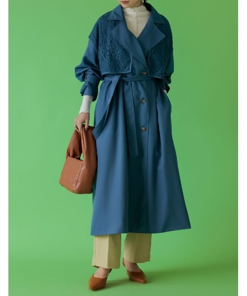 Re:EDIT（リエディ）の「レースベスト付き4WAYトレンチコート（トレンチコート・レディース・ブルー/グリーン/ベージュ・SHORT/LARGE/MEDIUM）」の3枚目の写真