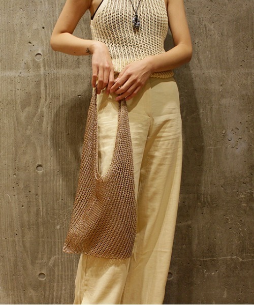 CONTROL FREAK（コントロールフリーク）の「CONTROL FREAK(コントロールフリーク)シャイニーニットバッグ（トートバッグ・レディース・ベージュ/シルバー・FREE）」の4枚目の写真