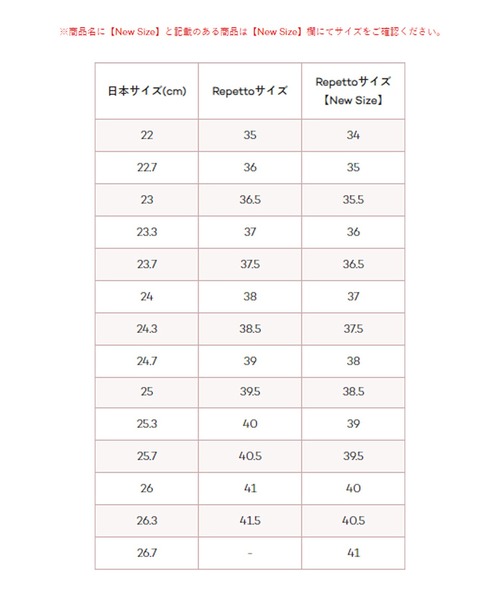 SHOES SIZE REVIEW | Repetto（レペット）日本公式オンラインストア