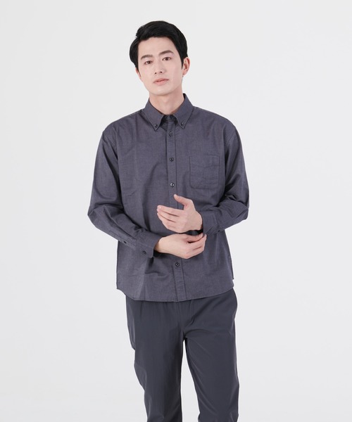 Blue Standard （ブルースタンダード）の「【BLUE STANDARD】ラクケア イージーケア加工 オックスリラックスフィットボタンダウンシャツ（シャツ/ブラウス・メンズ・ホワイト/ダークグリーン/ブルー系その他/スミクロ・MEDIUM/LARGE/X-LARGE）」の3枚目の写真