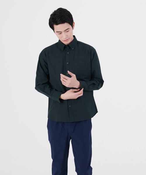 Blue Standard （ブルースタンダード）の「【BLUE STANDARD】ラクケア イージーケア加工 オックスリラックスフィットボタンダウンシャツ（シャツ/ブラウス・メンズ・ホワイト/ダークグリーン/ブルー系その他/スミクロ・MEDIUM/LARGE/X-LARGE）」の4枚目の写真