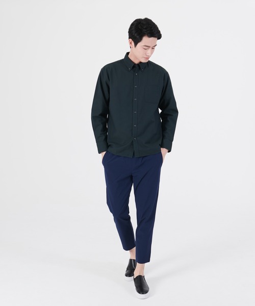 Blue Standard （ブルースタンダード）の「【BLUE STANDARD】ラクケア イージーケア加工 オックスリラックスフィットボタンダウンシャツ（シャツ/ブラウス・メンズ・ホワイト/ダークグリーン/ブルー系その他/スミクロ・MEDIUM/LARGE/X-LARGE）」の15枚目の写真