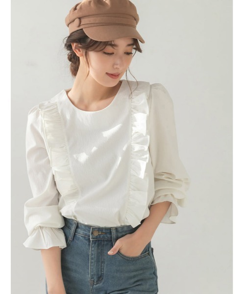 fifth(フィフス)の「フロントフリルキャンディースリーブブラウス(シャツ/ブラウス・レディース・ホワイト/ブラック/サックスブルー・M)」の17枚目の写真