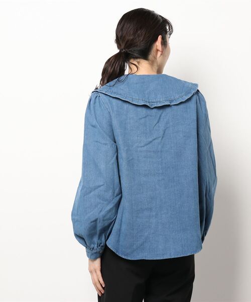 RETRO GIRL（レトロガール）の「フリル襟デニムブラウス（シャツ/ブラウス・レディース・ダークブルー/ブルー・FREE）」の17枚目の写真