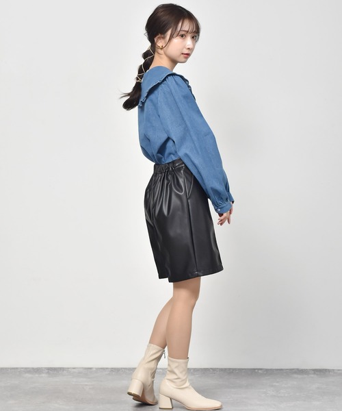 RETRO GIRL（レトロガール）の「フリル襟デニムブラウス（シャツ/ブラウス・レディース・ダークブルー/ブルー・FREE）」の20枚目の写真