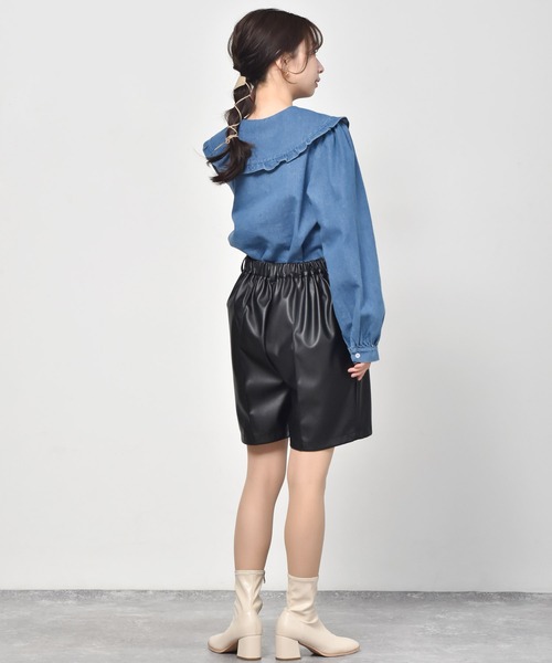 RETRO GIRL（レトロガール）の「フリル襟デニムブラウス（シャツ/ブラウス・レディース・ダークブルー/ブルー・FREE）」の15枚目の写真