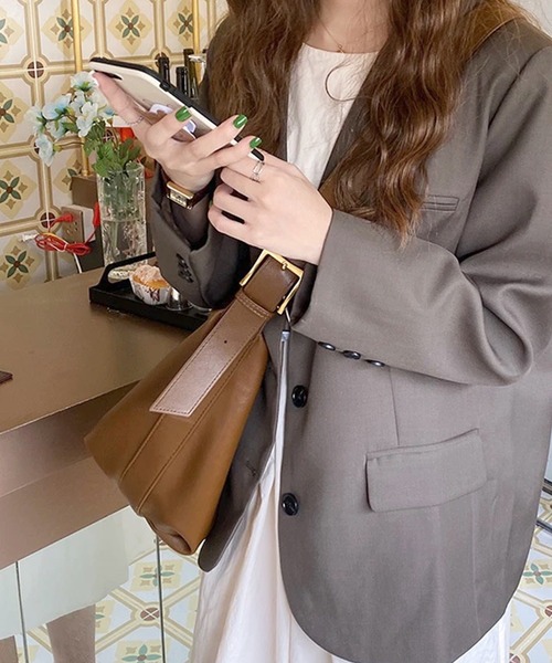 florist（フローリスト）の「【A4対応/2Way】PUレザー大容量ワンショルダーバッグ（ショルダーバッグ・レディース・ブラウン/グレー/ブラック/オフホワイト・FREE）」の21枚目の写真