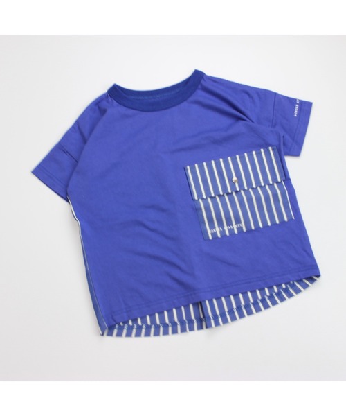 Wonder apartment(ワンダーアパートメント)の「天竺ストライプポケットTシャツ(Tシャツ/カットソー・キッズ・ネイビー/ベージュ・160cm/150cm/140cm)」の6枚目の写真