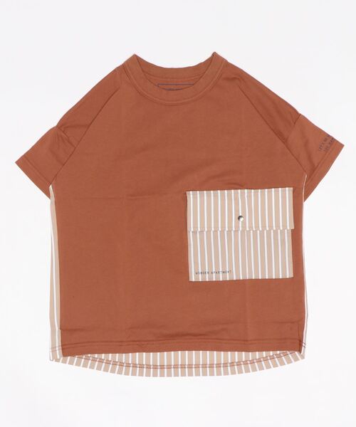 Wonder apartment(ワンダーアパートメント)の「天竺ストライプポケットTシャツ(Tシャツ/カットソー・キッズ・ネイビー/ベージュ・160cm/150cm/140cm)」の3枚目の写真