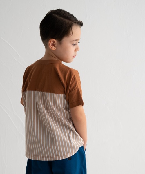 Wonder apartment(ワンダーアパートメント)の「天竺ストライプポケットTシャツ(Tシャツ/カットソー・キッズ・ネイビー/ベージュ・160cm/150cm/140cm)」の11枚目の写真