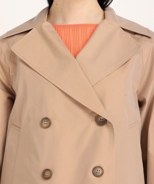 STRAWBERRY-FIELDS（ストロベリーフィールズ）の「ハイカウントシャンブレー　ショートトレンチコート（トレンチコート・レディース・カーキ/ピンク・2）」の5枚目の写真