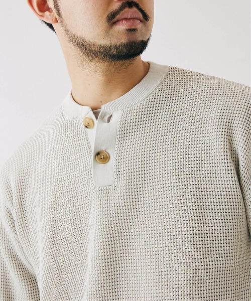 417 EDIFICE（フォーワンセブンエディフィス）の「12G メッシュヘンリー（ニット/セーター・メンズ・ベージュ/ネイビー/グリーン・SMALL/MEDIUM/LARGE）」の2枚目の写真