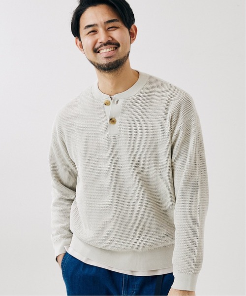 417 EDIFICE（フォーワンセブンエディフィス）の「12G メッシュヘンリー（ニット/セーター・メンズ・ベージュ/ネイビー/グリーン・SMALL/MEDIUM/LARGE）」の11枚目の写真