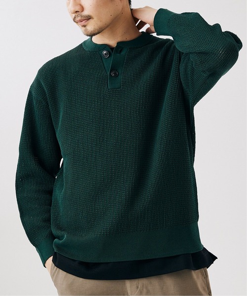 417 EDIFICE（フォーワンセブンエディフィス）の「12G メッシュヘンリー（ニット/セーター・メンズ・ベージュ/ネイビー/グリーン・SMALL/MEDIUM/LARGE）」の12枚目の写真