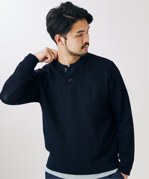 417 EDIFICE（フォーワンセブンエディフィス）の「12G メッシュヘンリー（ニット/セーター・メンズ・ベージュ/ネイビー/グリーン・SMALL/MEDIUM/LARGE）」の20枚目の写真