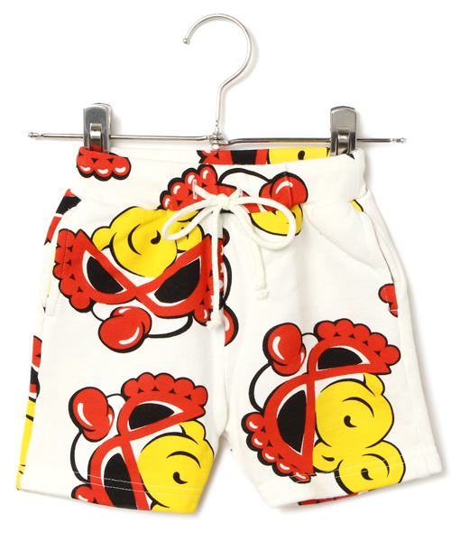 HYSTERIC MINI（ヒステリックミニ）の「Rolling mini  “Rock the turn” 総柄 スウェットパンツ(ヒザ上丈)（その他パンツ・キッズ・ホワイト系その他/ブラック系その他・110/100/120）」の2枚目の写真