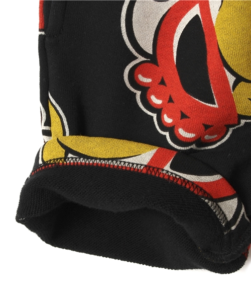 HYSTERIC MINI（ヒステリックミニ）の「Rolling mini  “Rock the turn” 総柄 スウェットパンツ(ヒザ上丈)（その他パンツ・キッズ・ホワイト系その他/ブラック系その他・110/100/120）」の3枚目の写真