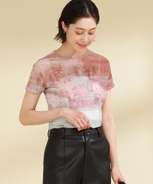 Ray BEAMS（レイビームス）の「Ray BEAMS / プリント ストレッチ Tシャツ（Tシャツ/カットソー・レディース・サックスブルー/ピンク・ONE SIZE）」の3枚目の写真