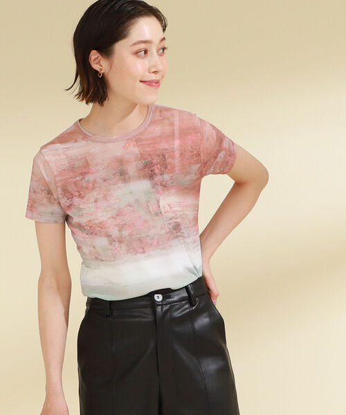 Ray BEAMS（レイビームス）の「Ray BEAMS / プリント ストレッチ Tシャツ（Tシャツ/カットソー・レディース・サックスブルー/ピンク・ONE SIZE）」の4枚目の写真