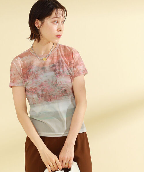 Ray BEAMS（レイビームス）の「Ray BEAMS / プリント ストレッチ Tシャツ（Tシャツ/カットソー・レディース・サックスブルー/ピンク・ONE SIZE）」の5枚目の写真