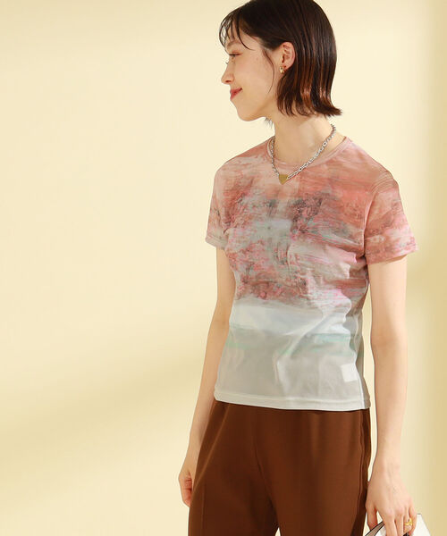 Ray BEAMS（レイビームス）の「Ray BEAMS / プリント ストレッチ Tシャツ（Tシャツ/カットソー・レディース・サックスブルー/ピンク・ONE SIZE）」の9枚目の写真