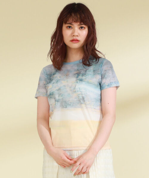 Ray BEAMS（レイビームス）の「Ray BEAMS / プリント ストレッチ Tシャツ（Tシャツ/カットソー・レディース・サックスブルー/ピンク・ONE SIZE）」の10枚目の写真
