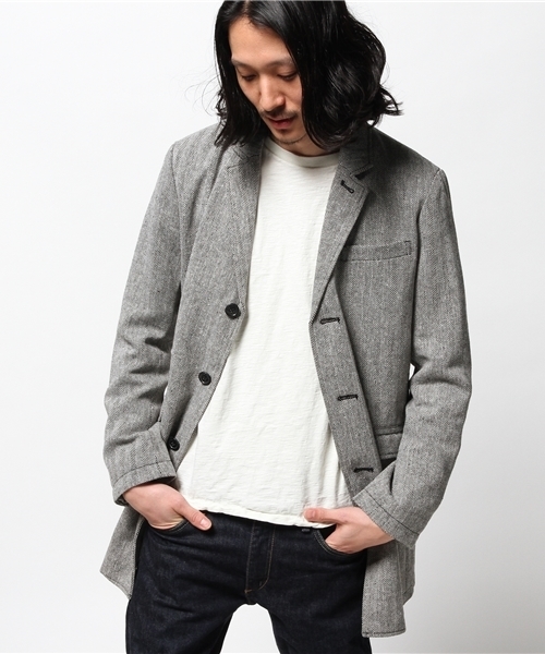 OUTLET（アウトレット）の「【CIAOPANIC TYPY】ヘリンボンツィードチェスターコート（チェスターコート・メンズ・ブラック/グレー・MEDIUM/LARGE）」の6枚目の写真