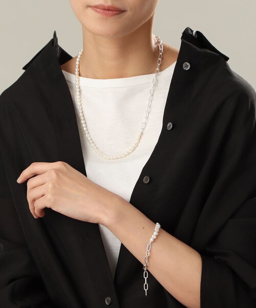 COCOSHNIK（ココシュニック）の「シルバー バロックパール ２Wayチェーンミックス ネックレス（ネックレス・レディース・シルバー系5・50）」の3枚目の写真