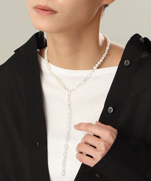 COCOSHNIK（ココシュニック）の「シルバー バロックパール ２Wayチェーンミックス ネックレス（ネックレス・レディース・シルバー系5・50）」の4枚目の写真