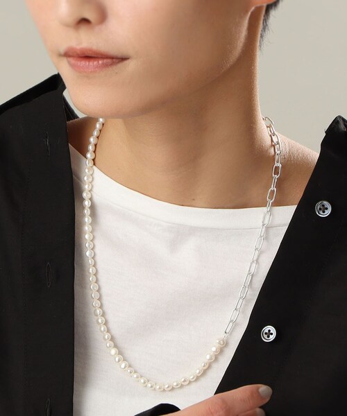COCOSHNIK（ココシュニック）の「シルバー バロックパール ２Wayチェーンミックス ネックレス（ネックレス・レディース・シルバー系5・50）」の5枚目の写真