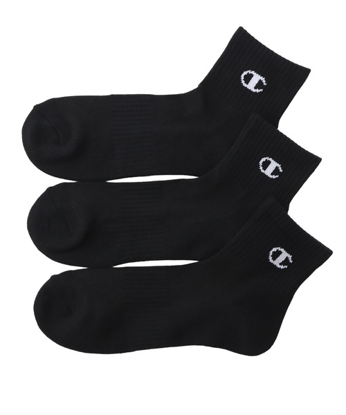 Champion(チャンピオン)の「【Champion/チャンピオン】メンズ レディース 【3足組】 クォーターレングスソックス【ハーフパイル】(ソックス/靴下・メンズ・ホワイト/シルバーグレー/ブラック・SMALL/MEDIUM/LARGE)」の1枚目の写真