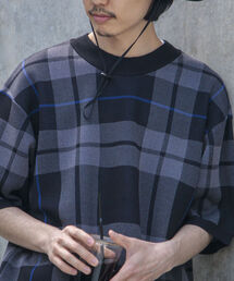 GLOSTER | 【GLOSTER/グロスター】ビッグチェック 半袖ニットTシャツ(Tシャツ/カットソー)