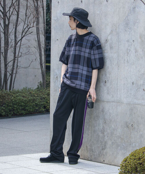 GLOSTER（グロスター）の「【GLOSTER/グロスター】ビッグチェック 半袖ニットTシャツ（Tシャツ/カットソー・メンズ・ブラック系その他/ベージュ系その他/グリーン系その他・MEDIUM/LARGE）」の5枚目の写真