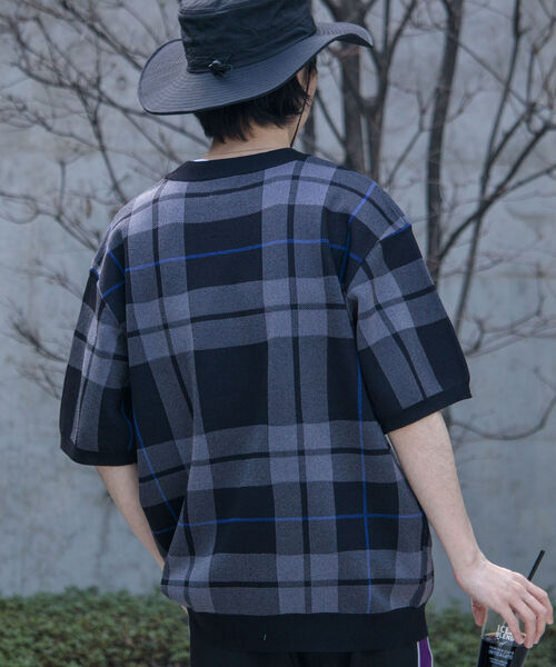 GLOSTER（グロスター）の「【GLOSTER/グロスター】ビッグチェック 半袖ニットTシャツ（Tシャツ/カットソー・メンズ・ブラック系その他/ベージュ系その他/グリーン系その他・MEDIUM/LARGE）」の8枚目の写真