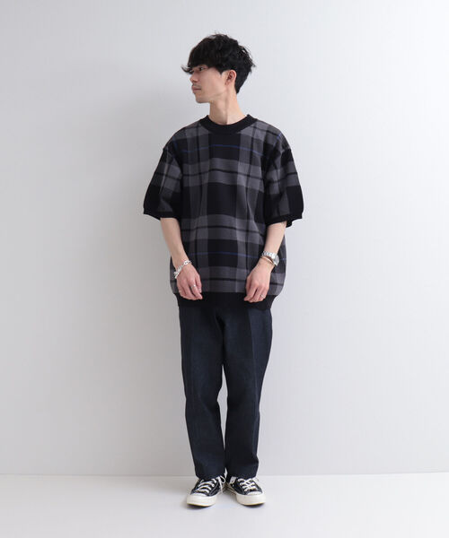 GLOSTER（グロスター）の「【GLOSTER/グロスター】ビッグチェック 半袖ニットTシャツ（Tシャツ/カットソー・メンズ・ブラック系その他/ベージュ系その他/グリーン系その他・MEDIUM/LARGE）」の21枚目の写真
